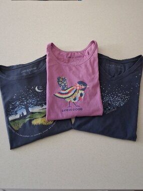 Life is Good Set of 3 Women's Crusher Tees Size L